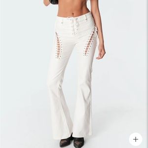 Edikted Engine White Flared Jeans